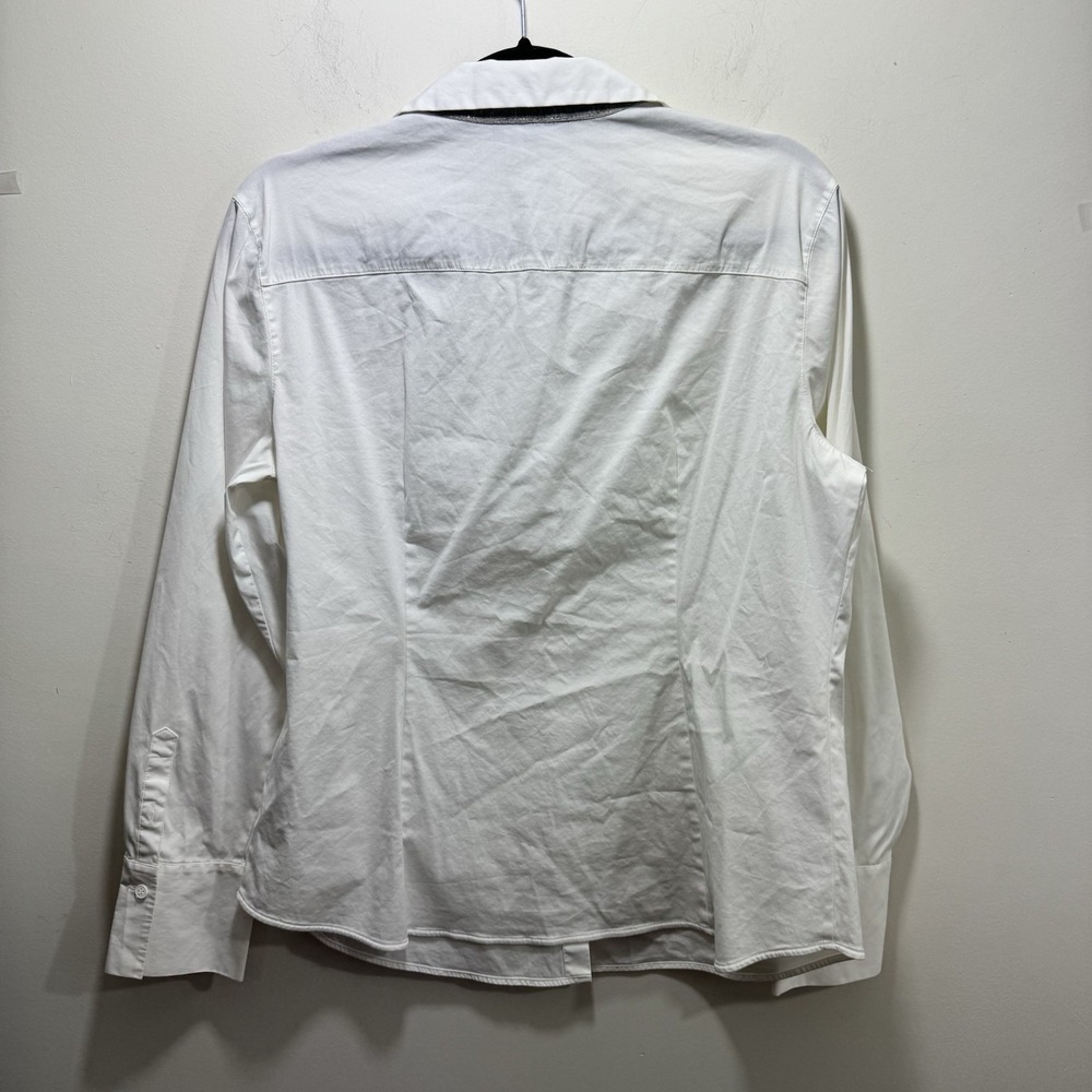Lafayette 148 Preppy Business Button Up Shirt Women's L Off White Long Sleeve - Picture 8 of 12